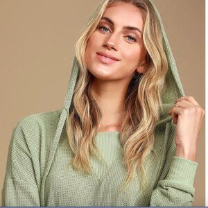 Loft Outlet greenish knit sweater/hoodie crop top.